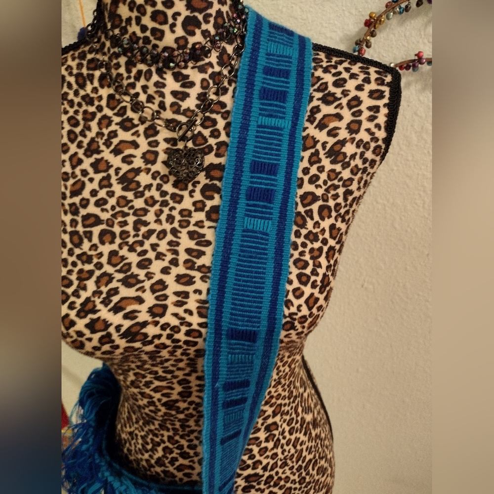 Blue Fringed Tassels Women's Crochet Bag - Picture 6 of 7